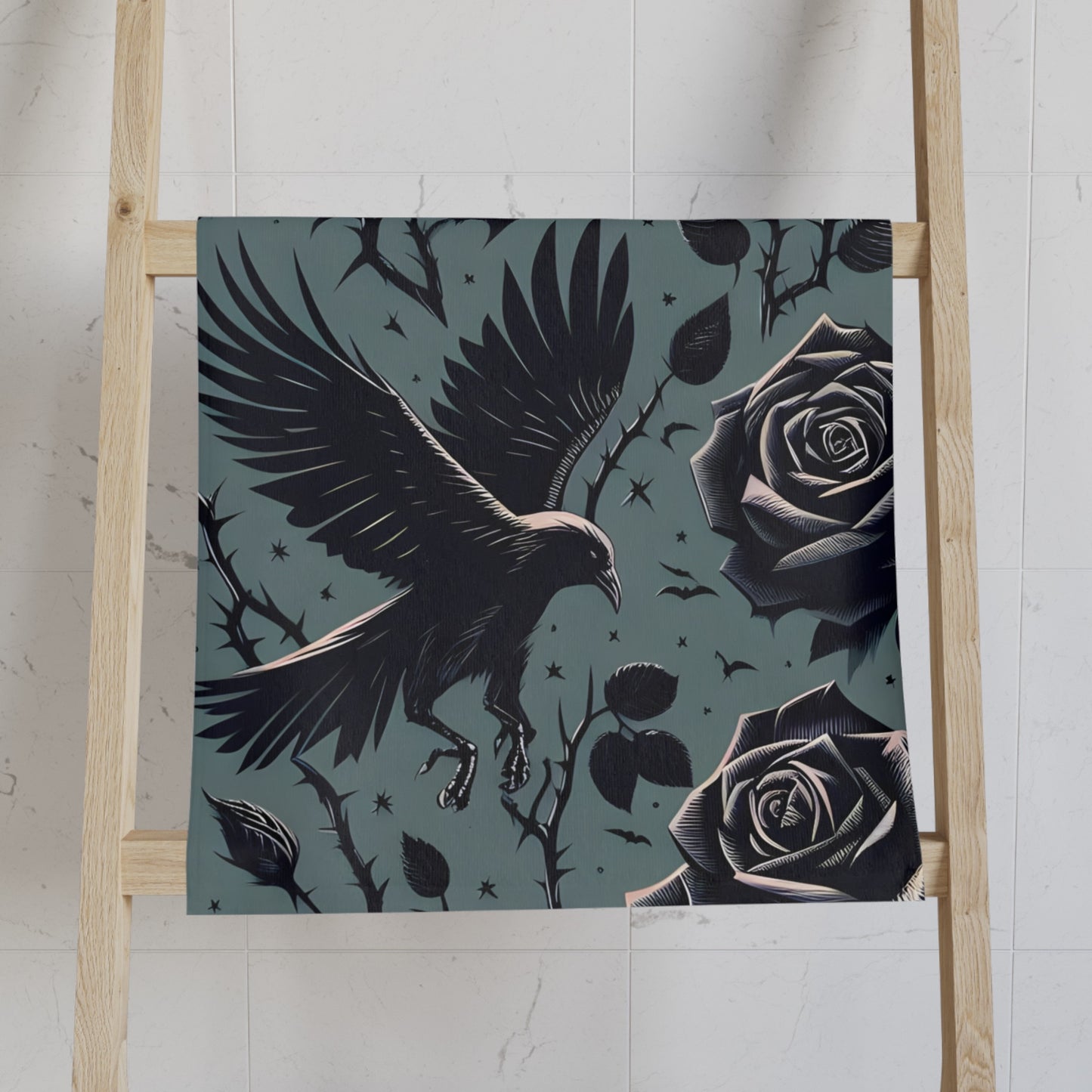 Rose Thorns and Raven Hand Towel
