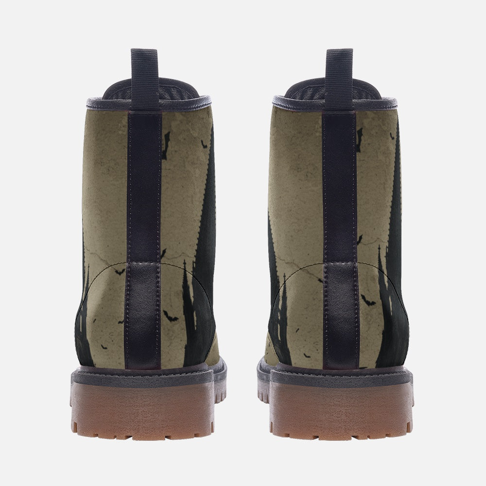 Gothic Cathedral With Bats Combat Boots