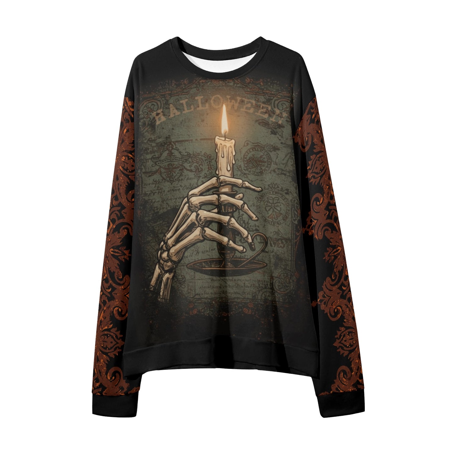 Skeleton Hand Holding Candle Halloween Sweater