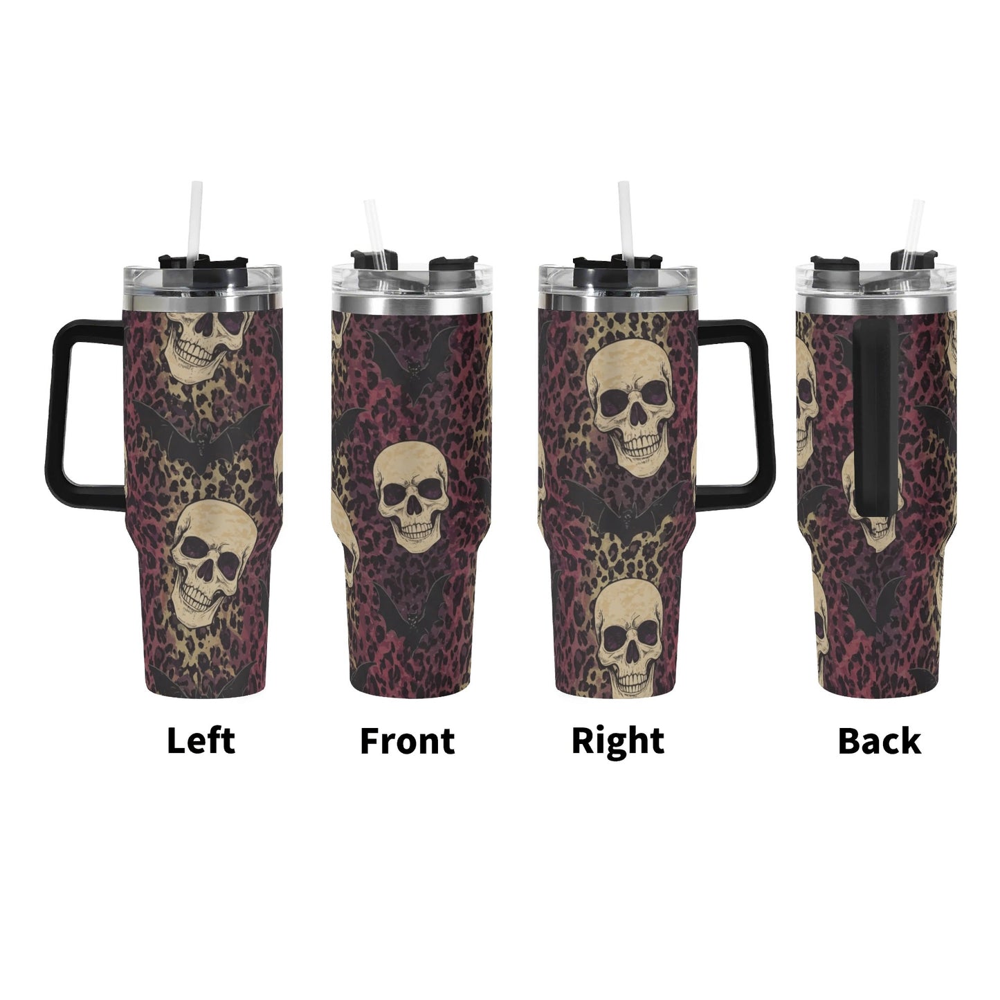 Skulls Bats and Leopard Print Tumbler 40 oz