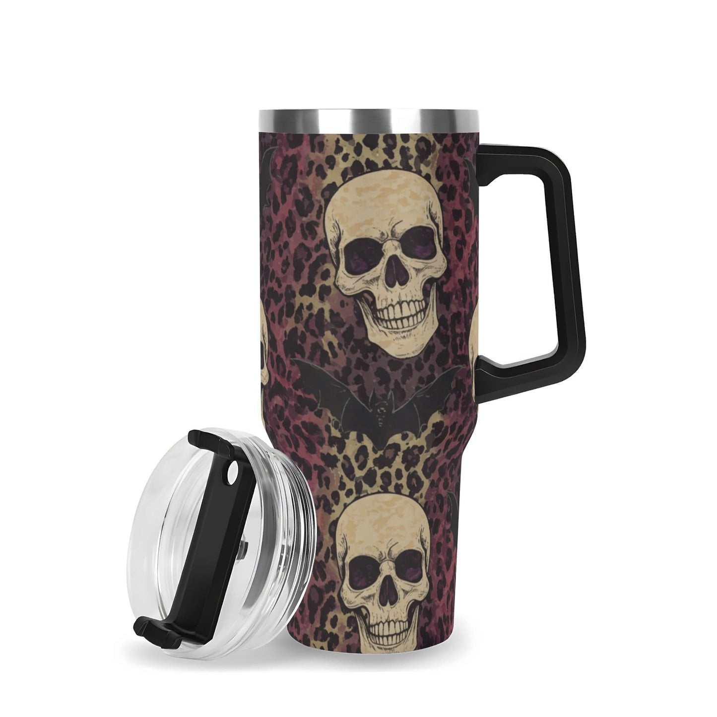 Skulls Bats and Leopard Print Tumbler 40 oz