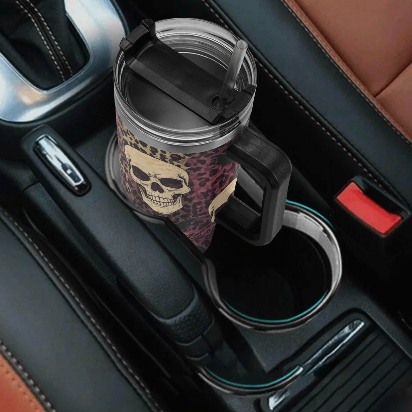 Skulls Bats and Leopard Print Tumbler 40 oz