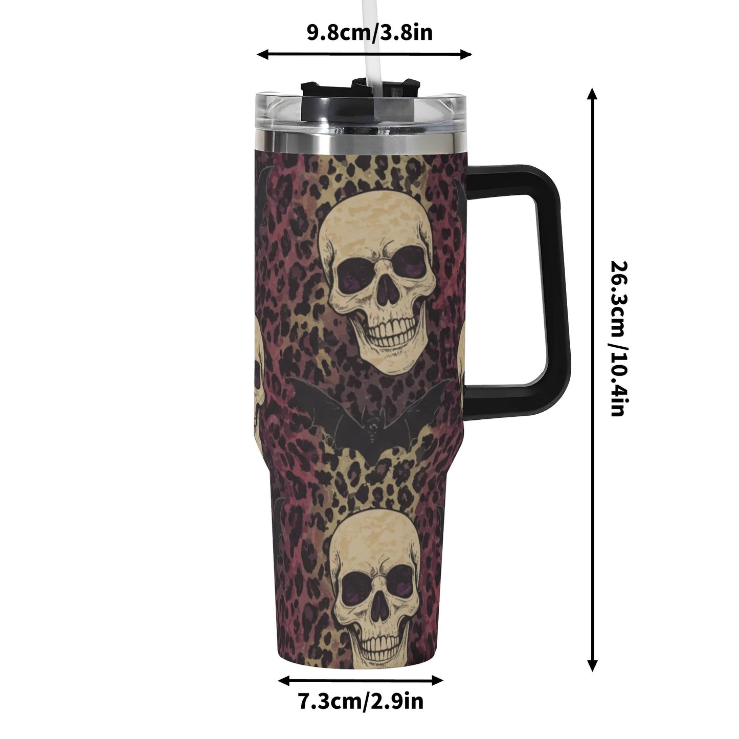 Skulls Bats and Leopard Print Tumbler 40 oz