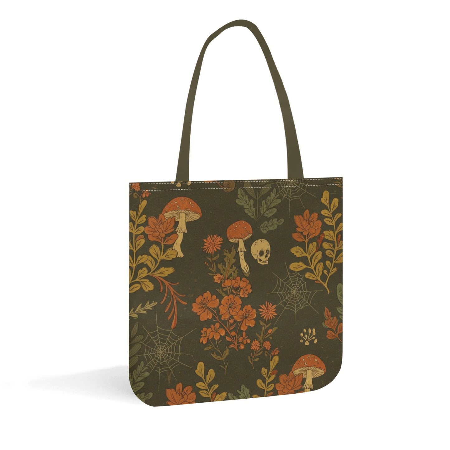 Skulls Flowers and Mushrooms Tote Bag