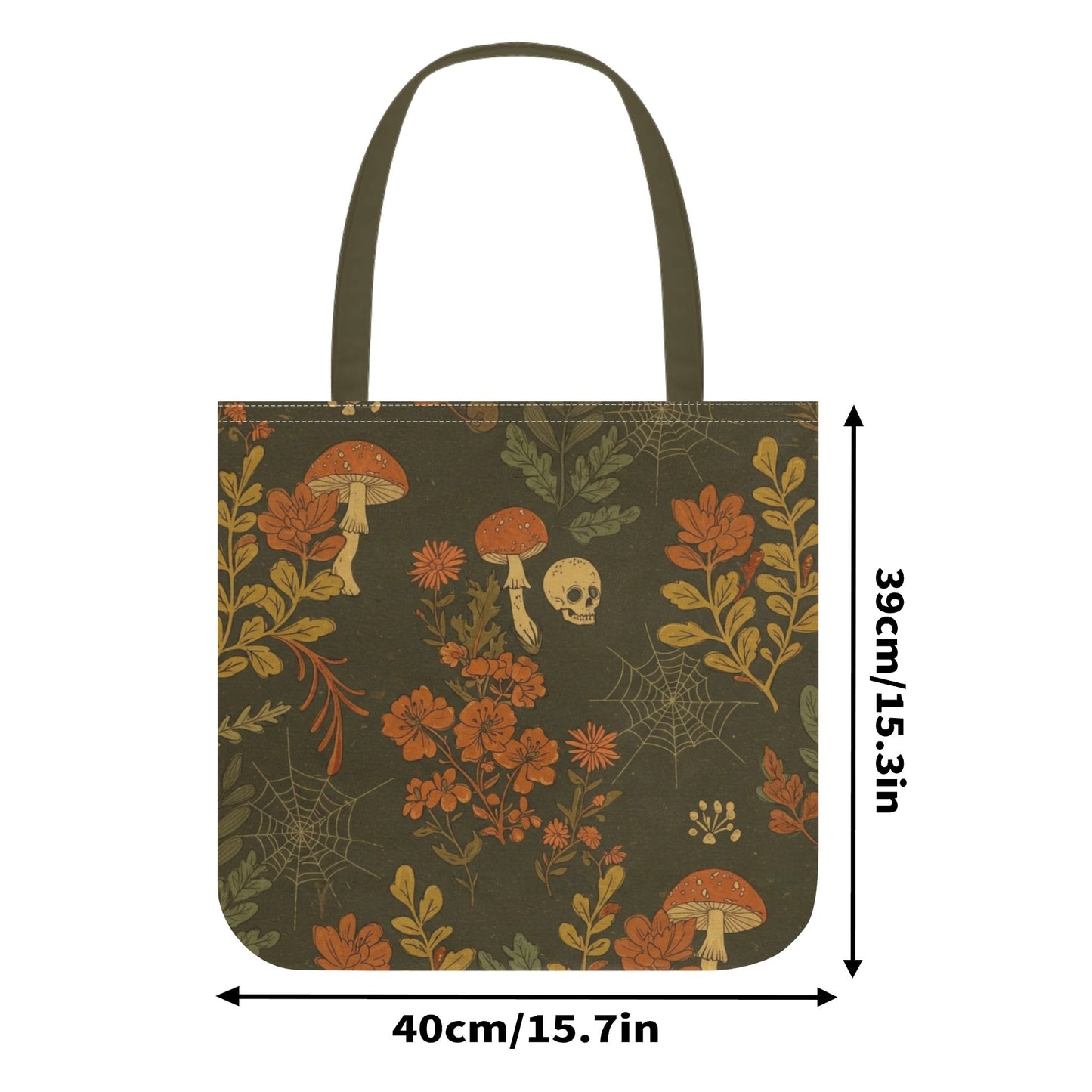 Skulls Flowers and Mushrooms Tote Bag