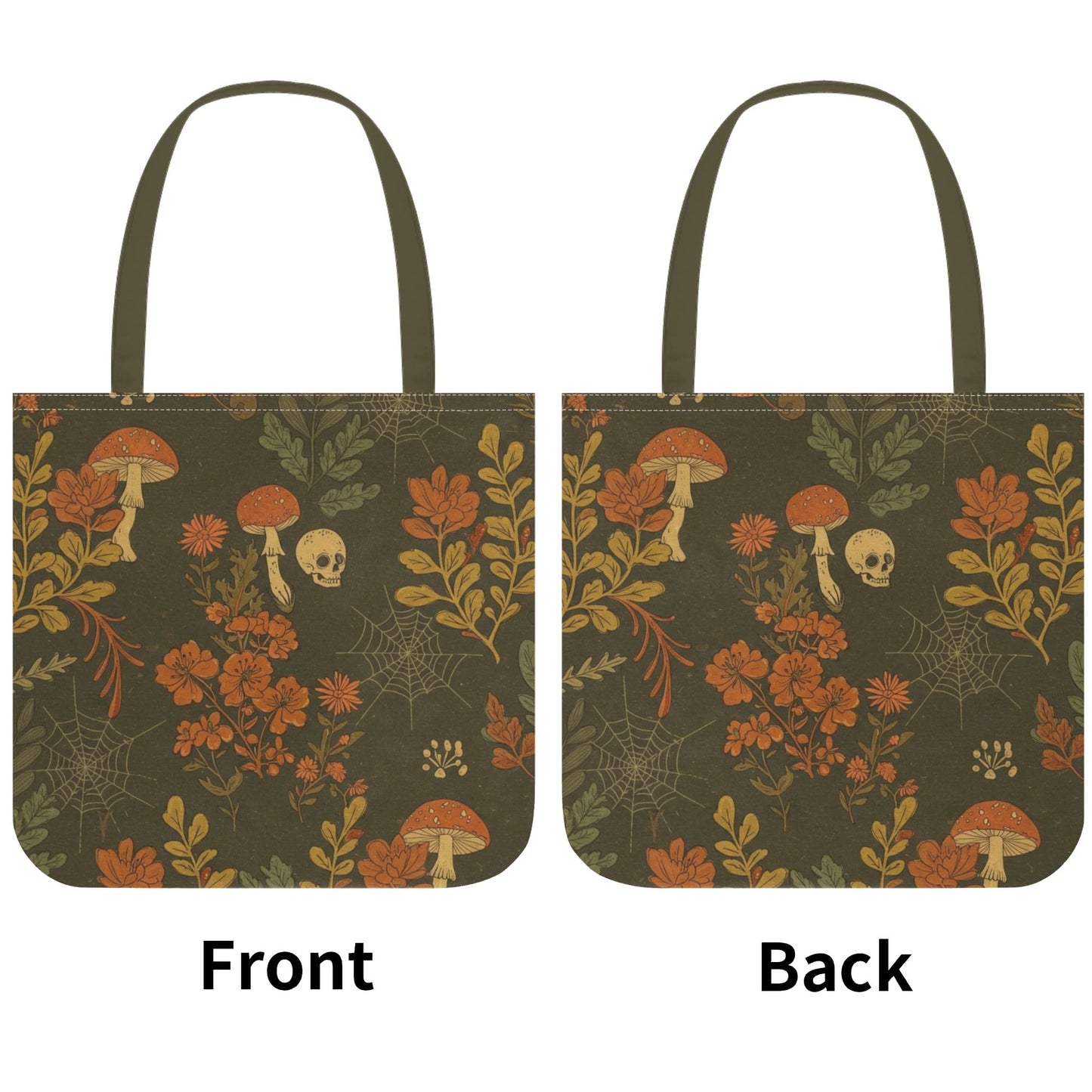 Skulls Flowers and Mushrooms Tote Bag