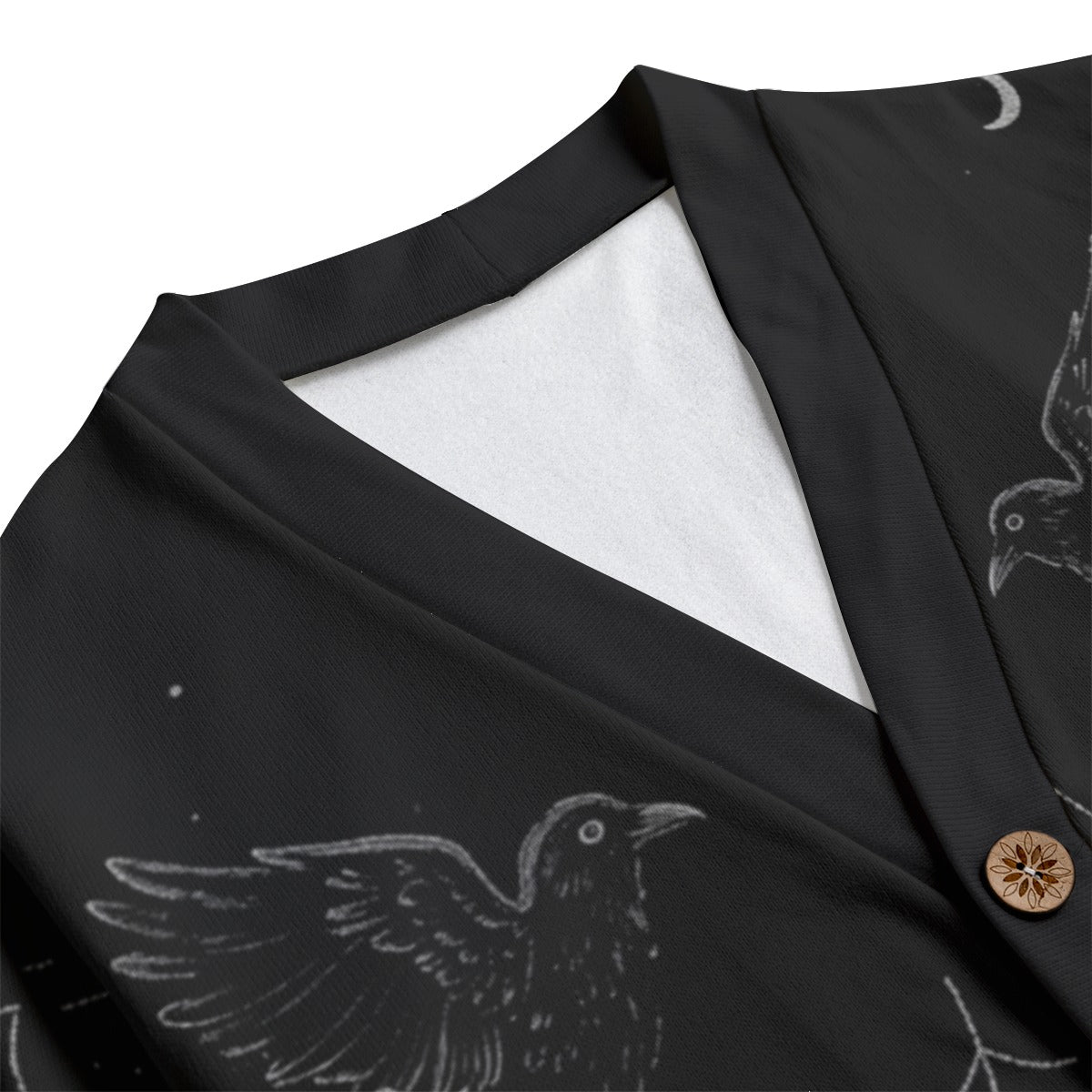 Ravens Moons and Spiderwebs V-neck Button Up Cardigan