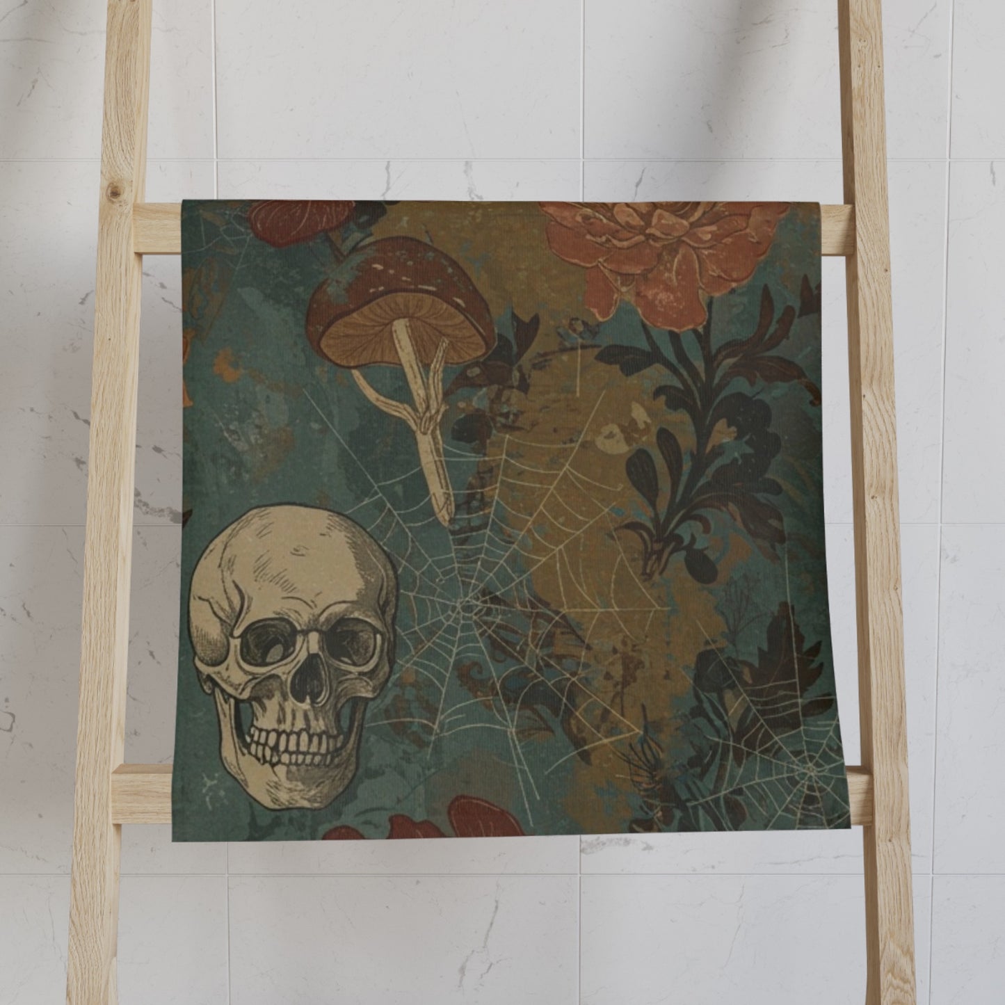 Spiderwebs Skulls and Floral Hand Towel