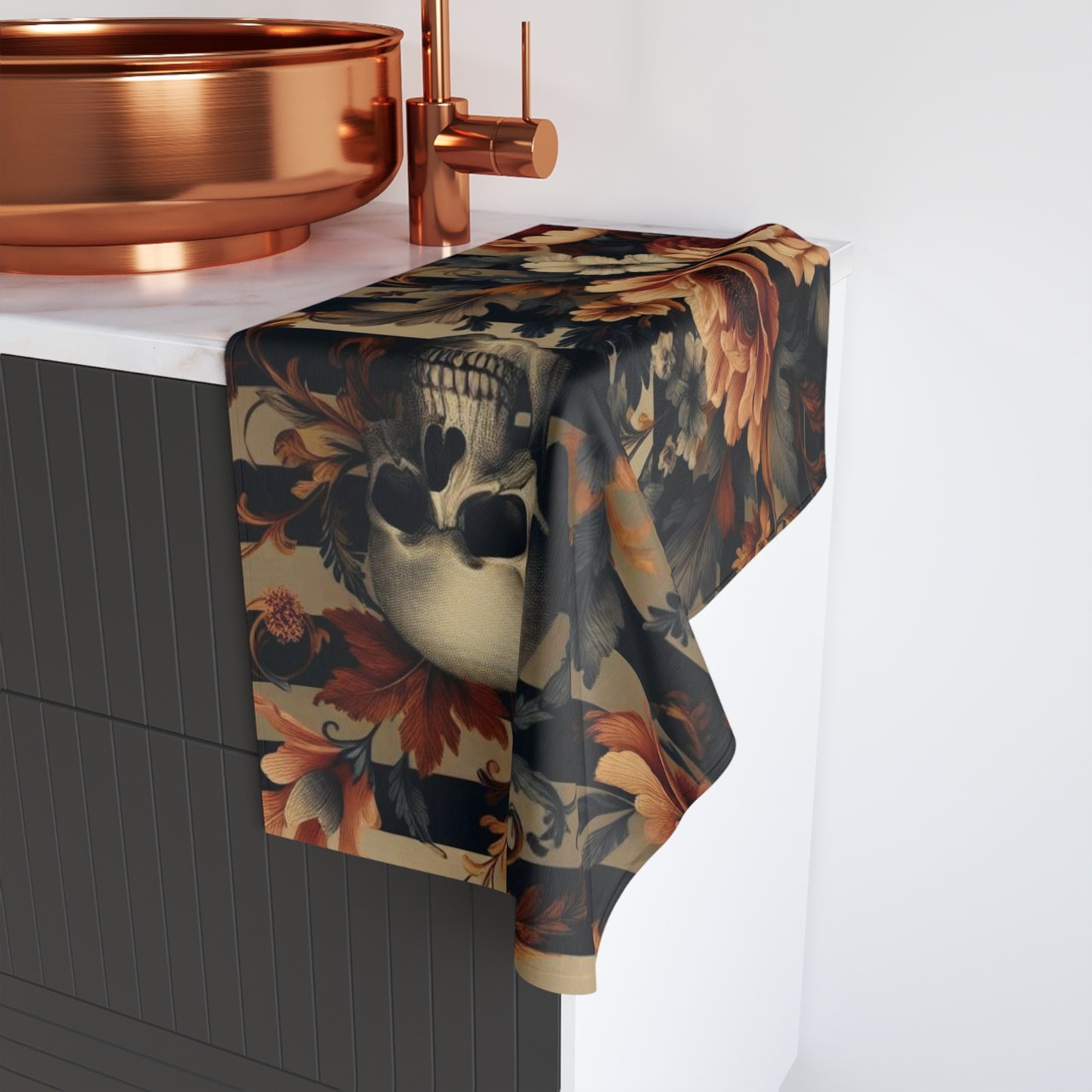 Stripes and Florals With Skull Hand Towel