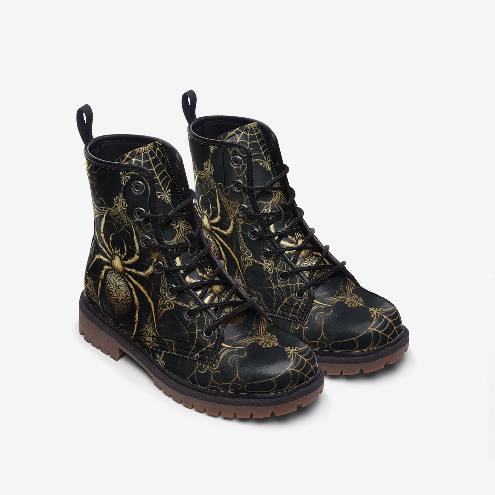 Ornate Spiders and Webs Combat Boots