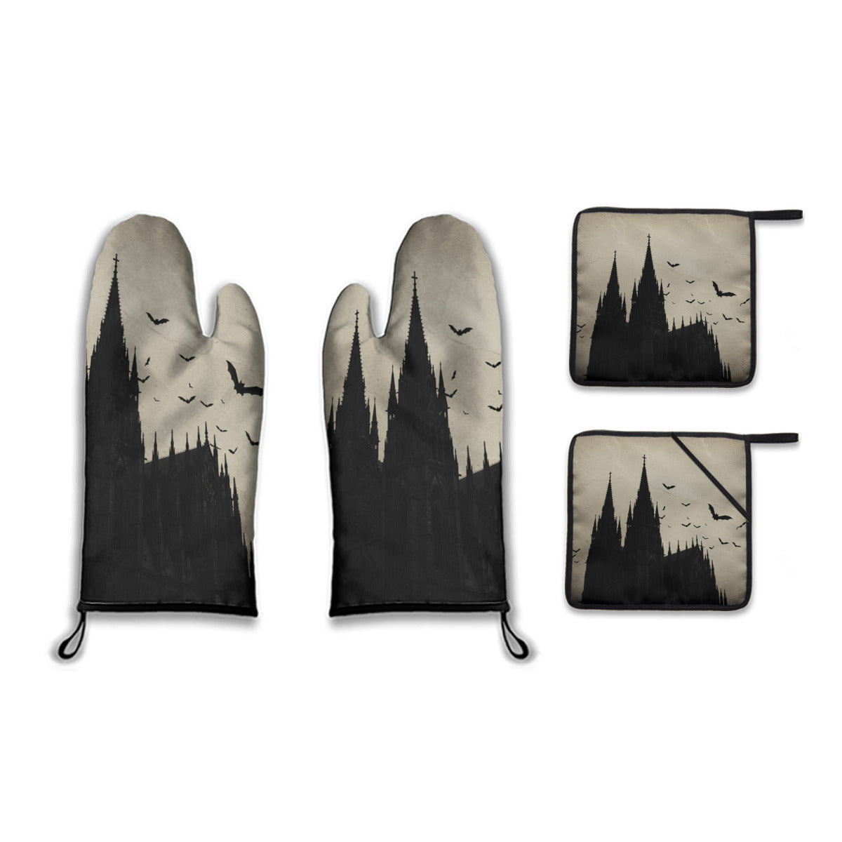 Gothic Cathedral Oven Mitt and Pot Holder Set