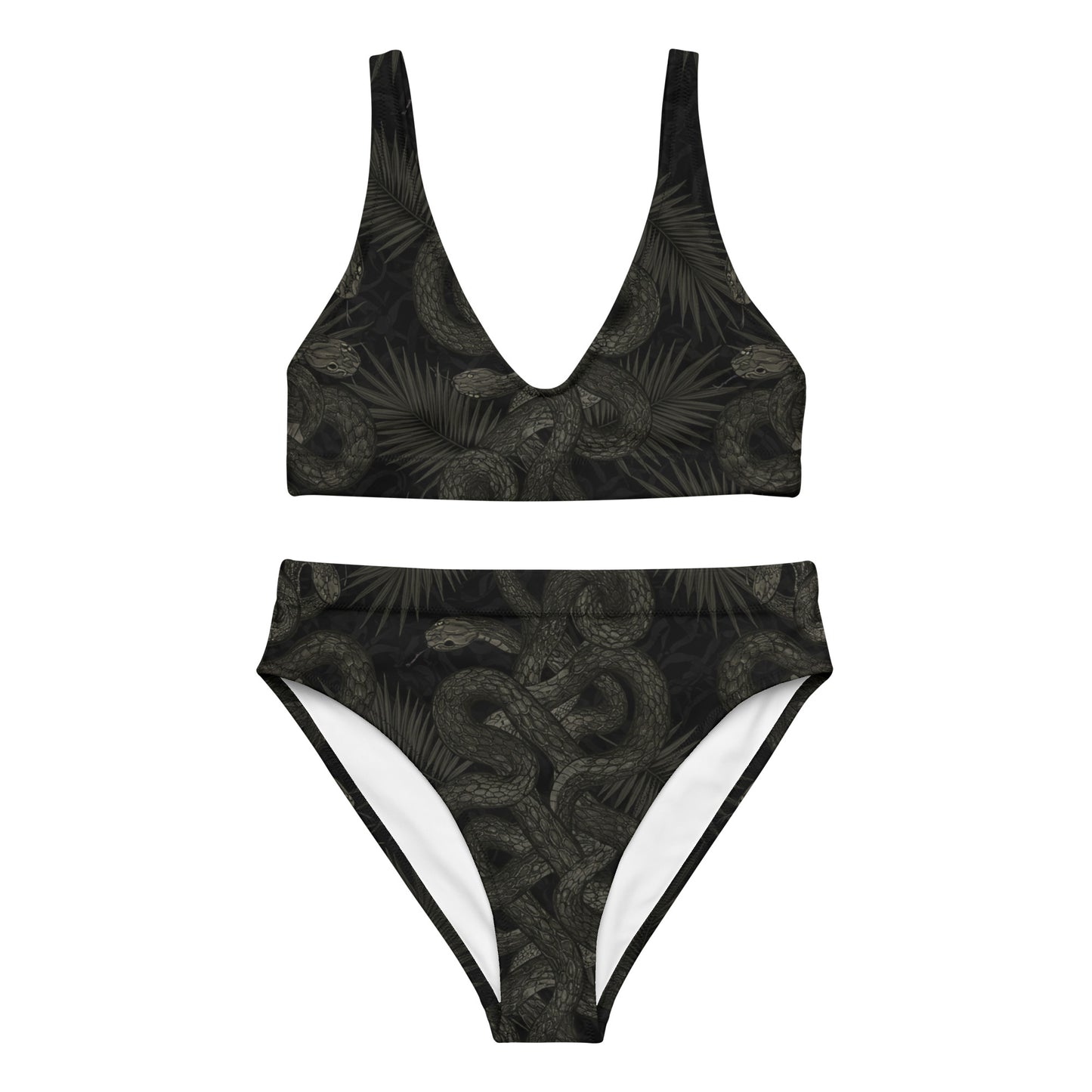 gothic bikini with tangled snakes and palm leaves print