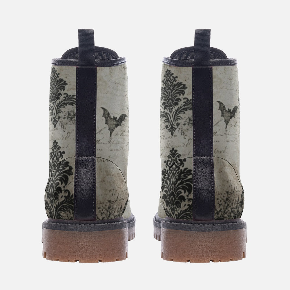 Vintage Gothic Damask and Bats Combat Boots