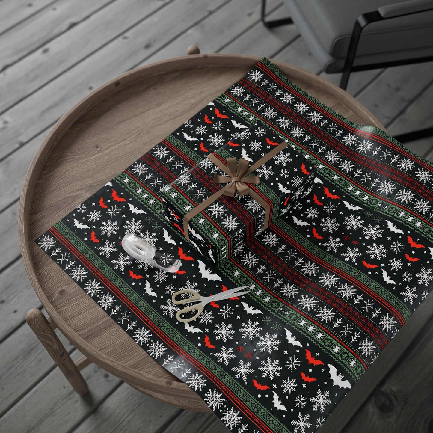 Bats and Snowflakes Wrapping PaperHome DecorVTZdesigns30" x 180"MatteChristmasDecorFestive