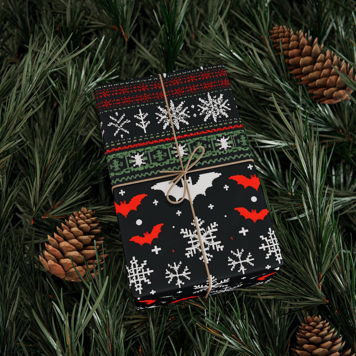 Bats and Snowflakes Wrapping PaperHome DecorVTZdesigns30" x 36"GlossyChristmasDecorFestive