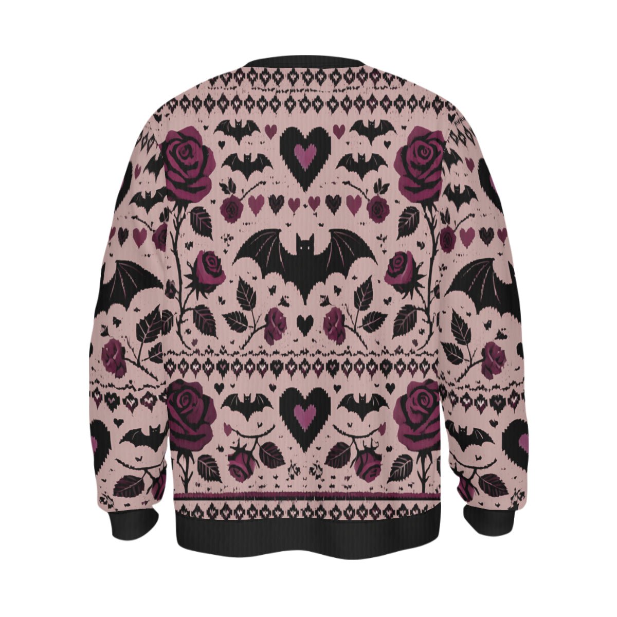 Bats Hearts and Roses Valentine's Day SweaterSweatshirtVTZdesignsWhiteSclothinggothic valentinepullover sweater