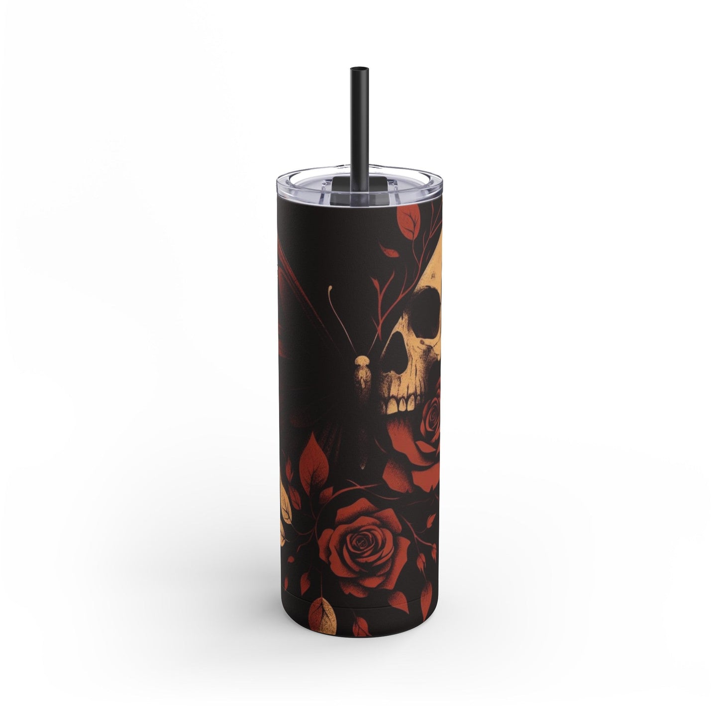 Butterfly Skull With Roses Matte TumblerMugVTZdesignsBlack20ozMatte20 ozacademiaBottles & Tumblers