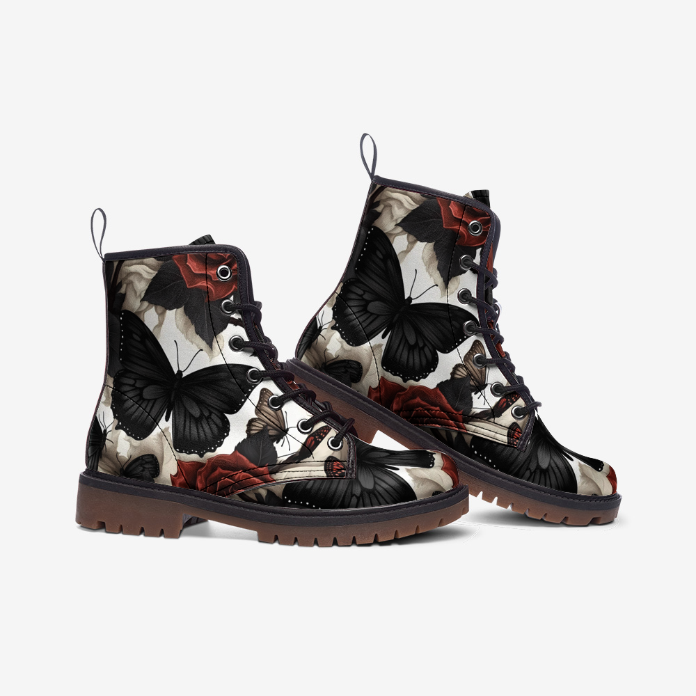 Butterflies and Roses Combat Boots