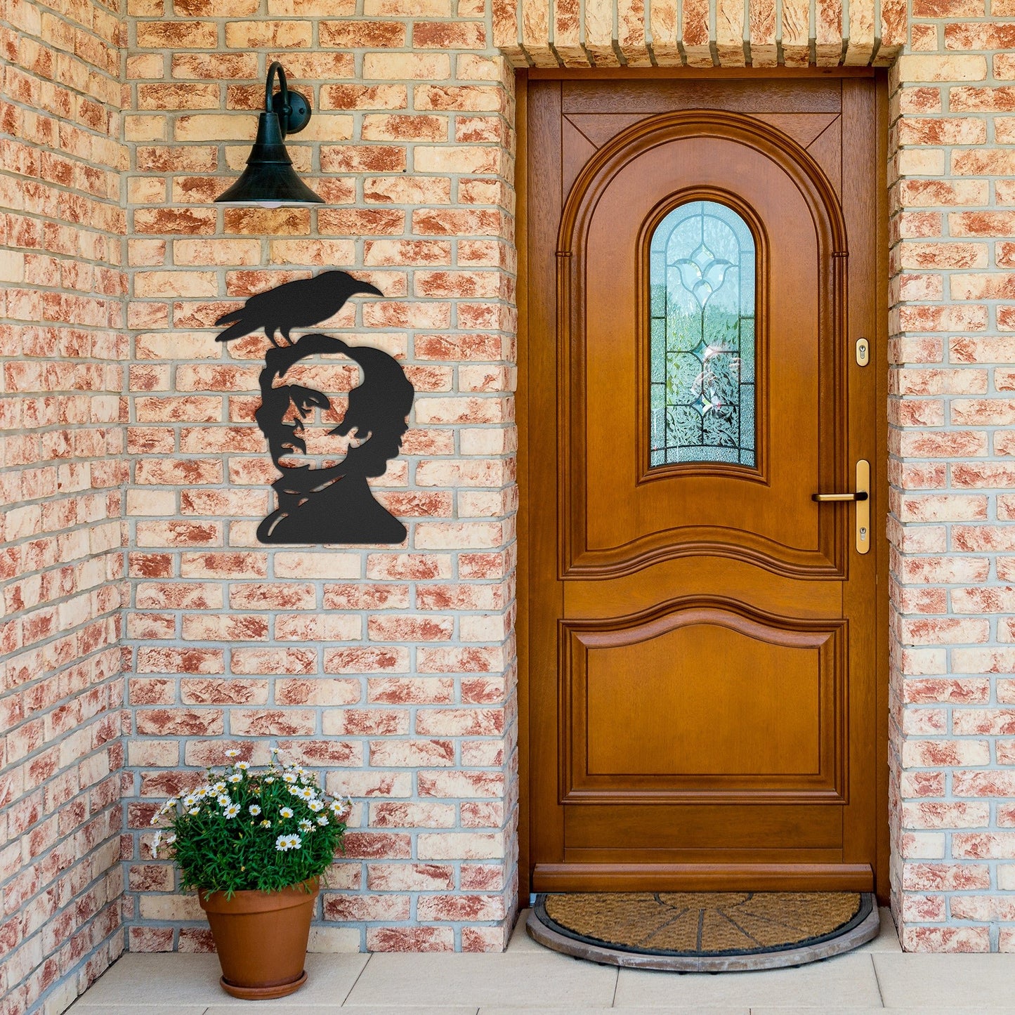 Edgar Allan Poe With Raven Metal SignWall ArtVTZdesignsBlack12 InchArt & Wall Decorcrowcrows