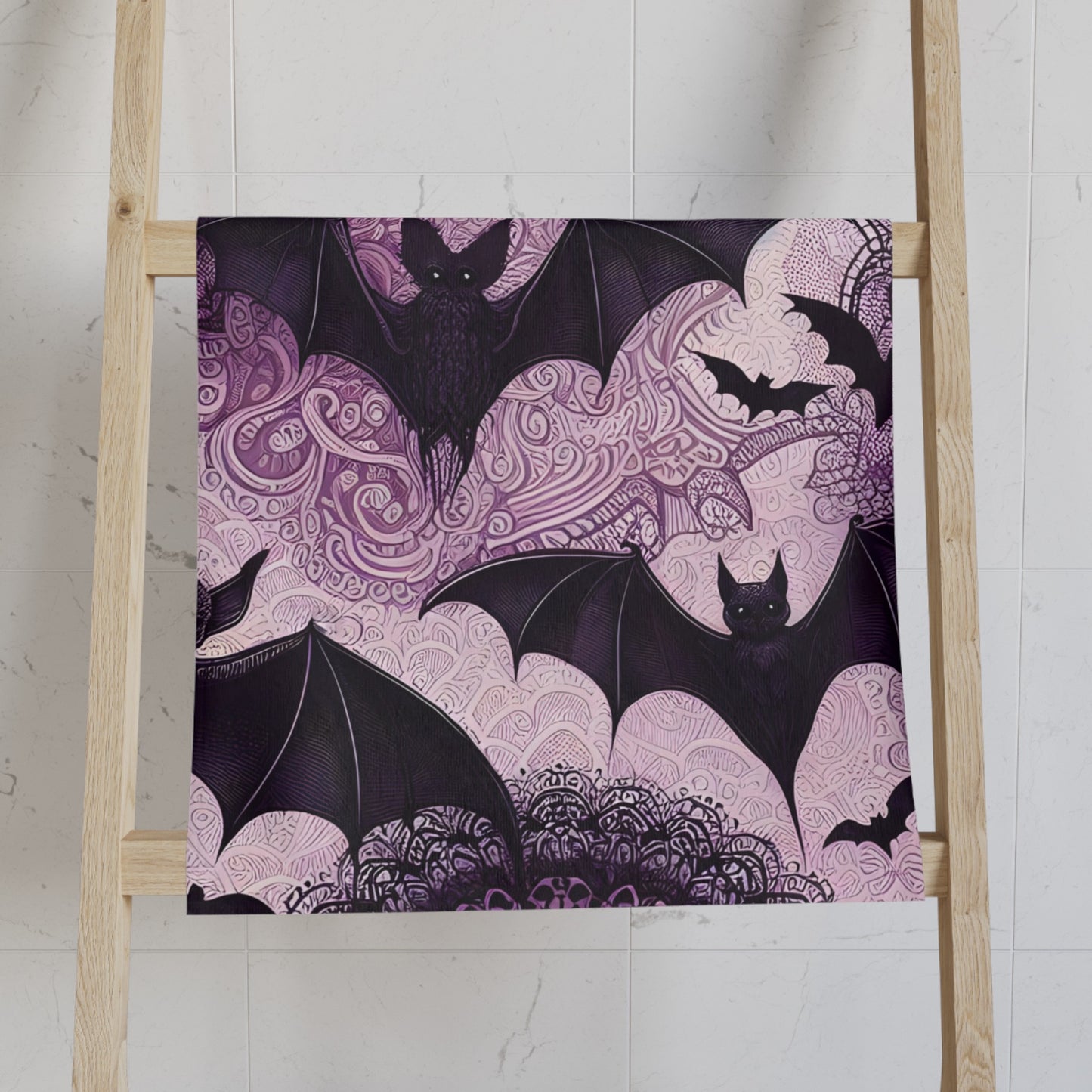 Purple Lace and Bats Hand Towel