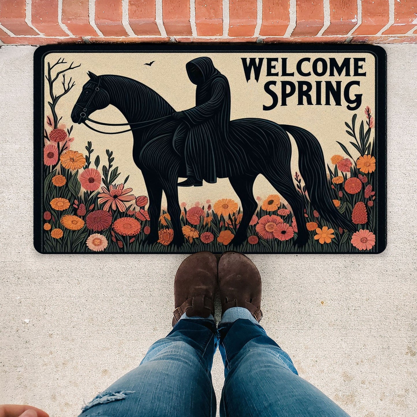 Headless Horseman Spring Rubber DoormatVTZdesigns30x18WhiteDecordoor matdoormat