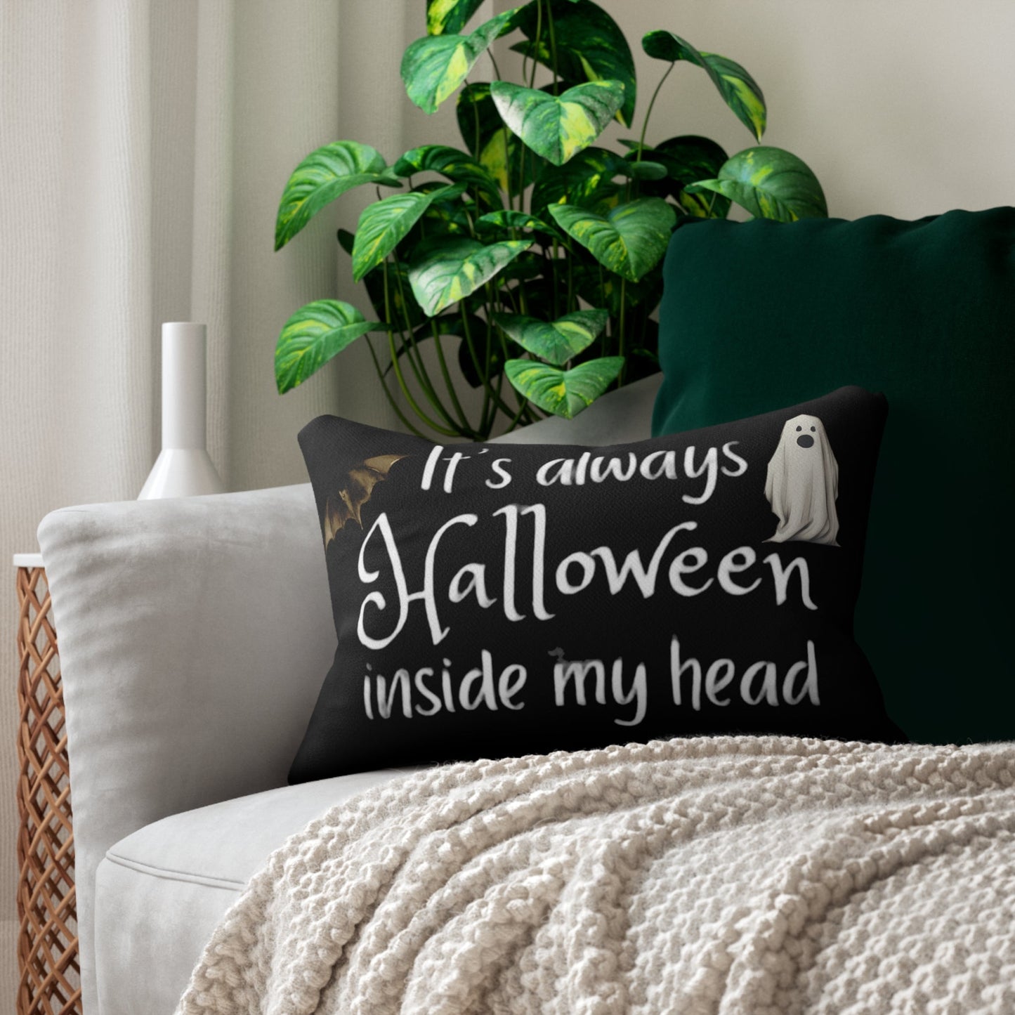 It's Always Halloween Inside My Head Lumbar Throw PillowHome DecorVTZdesigns20" × 14"All Over PrintAOPbat