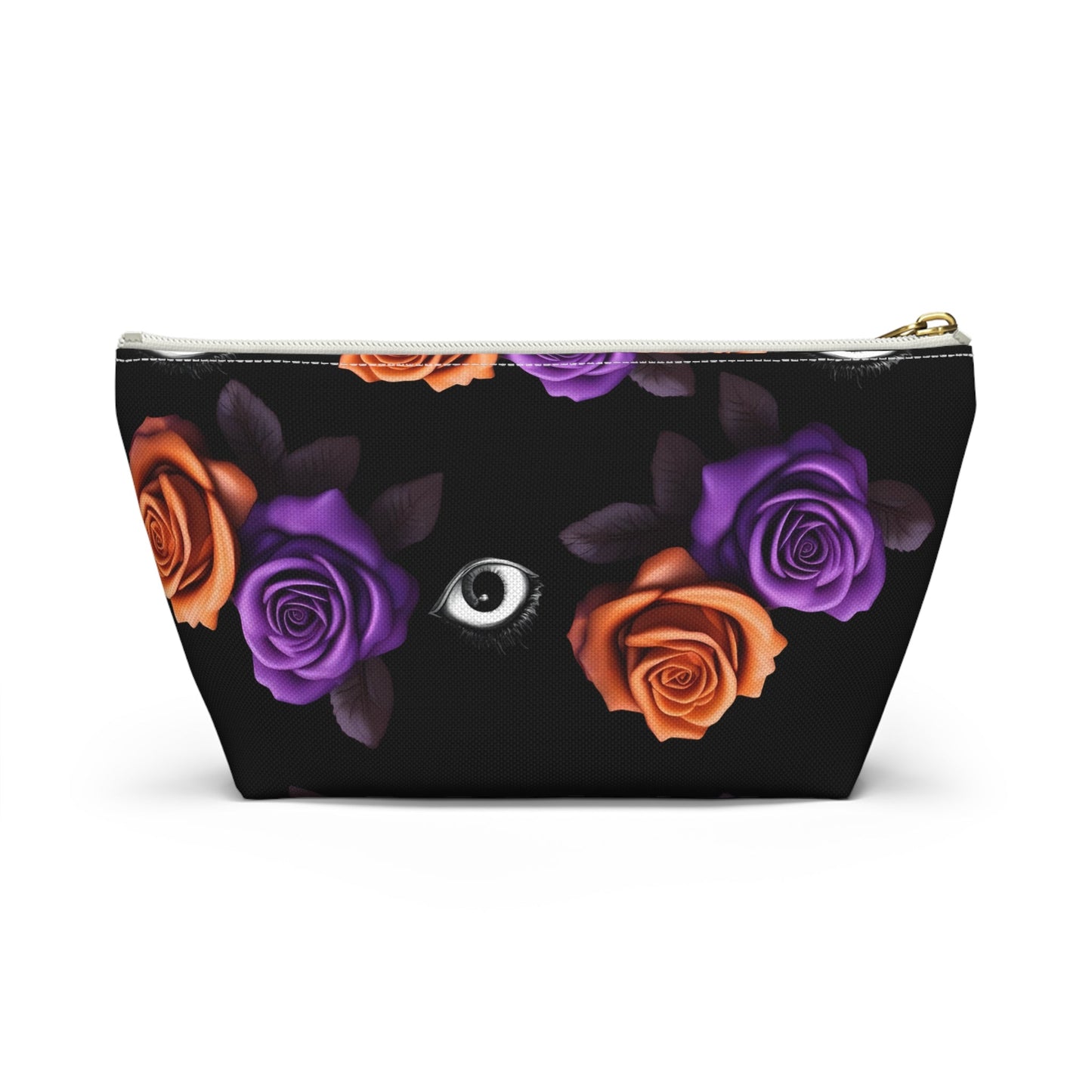 Orange and Purple Roses With Eyeballs Accessory Pouch Cosmetic BagBagsVTZdesignsLargeBlack zipperAccessoriesAll Over PrintAssembled in the USA