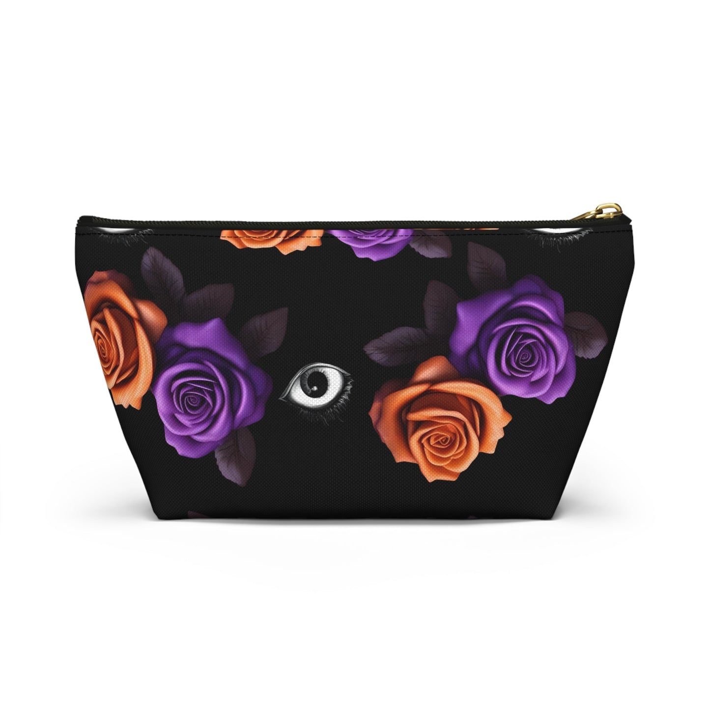 Orange and Purple Roses With Eyeballs Accessory Pouch Cosmetic BagBagsVTZdesignsLargeBlack zipperAccessoriesAll Over PrintAssembled in the USA