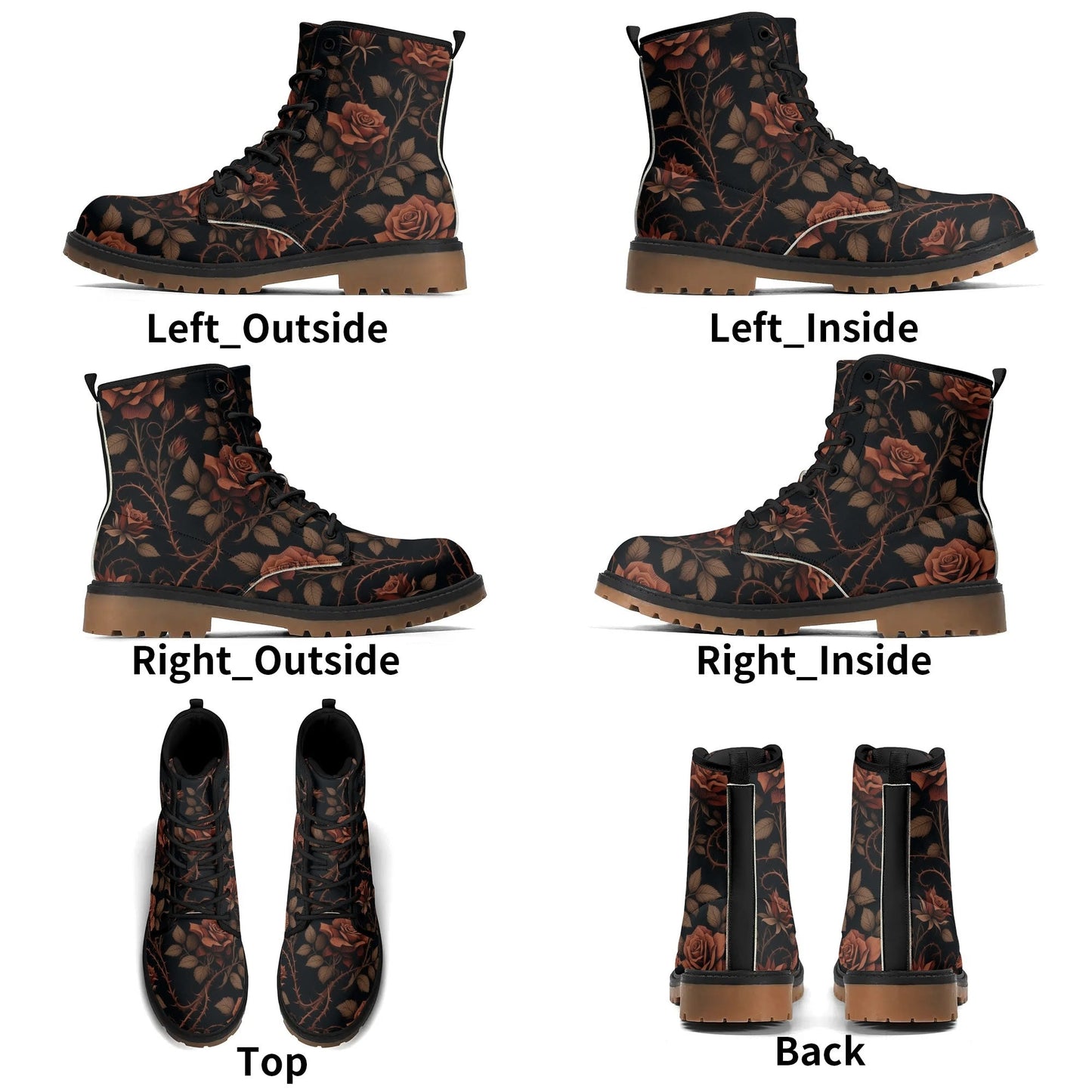 Rose Vines Leather BootsShoesVTZdesignsUS5 (EU35)aestheticbootbrown