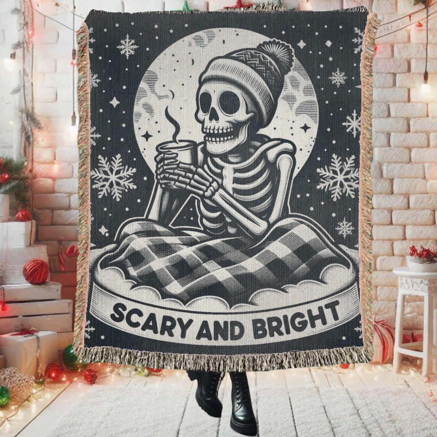 Scary and Bright Woven Blanket Tapestry ThrowblanketVTZdesigns52x37 inchGraphicsblanketblanketschristmas
