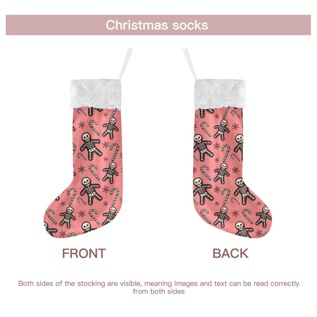 Skeleton Gingerbread Men and Candy Canes Christmas StockingAll Over PrintsVTZdesignsWhiteOne Sizechristmascreepmasgoth