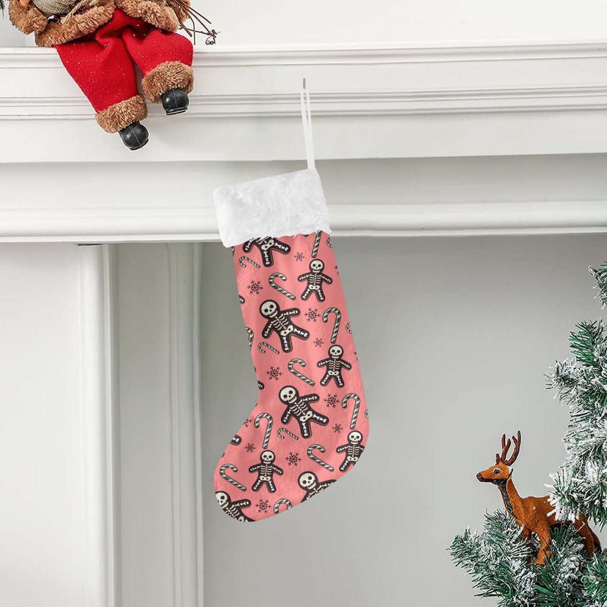 Skeleton Gingerbread Men and Candy Canes Christmas StockingAll Over PrintsVTZdesignsWhiteOne Sizechristmascreepmasgoth