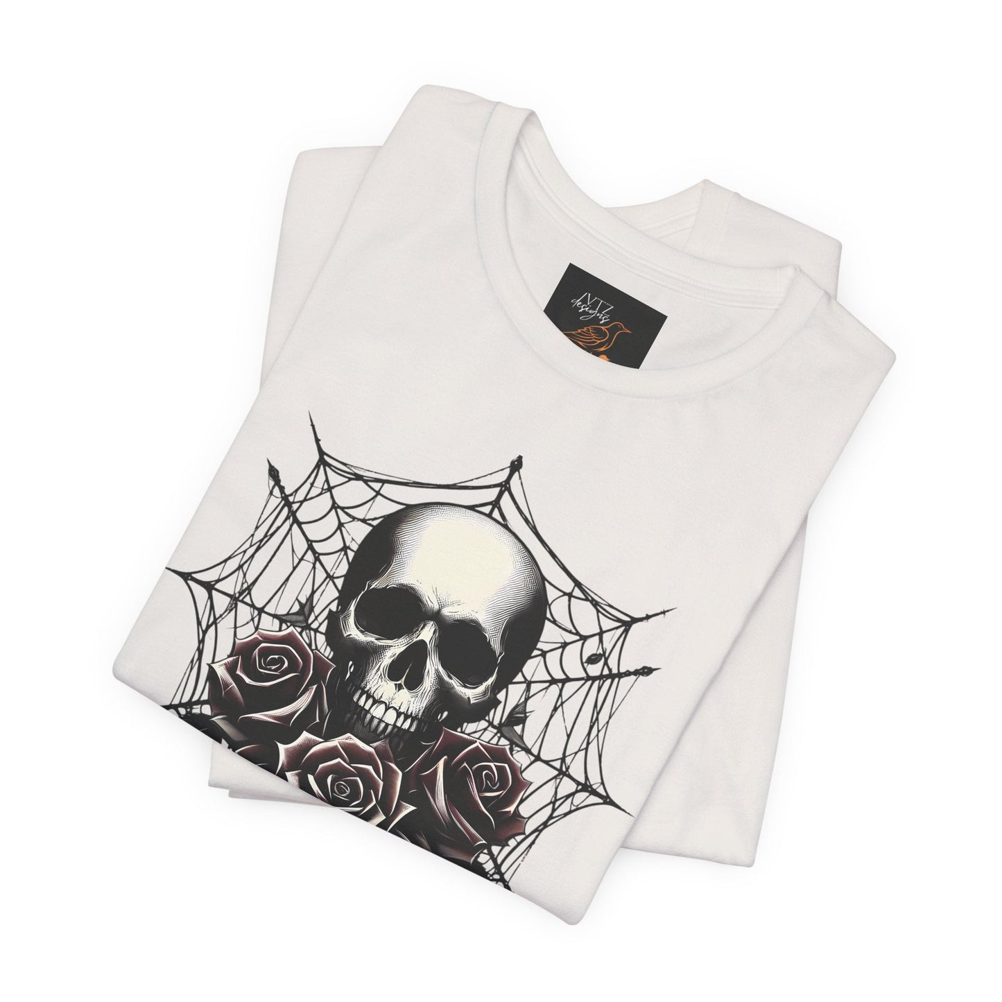 Skull Roses and Spiderweb Tee ShirtT - ShirtVTZdesignsAsphaltXSclothesclothingCotton