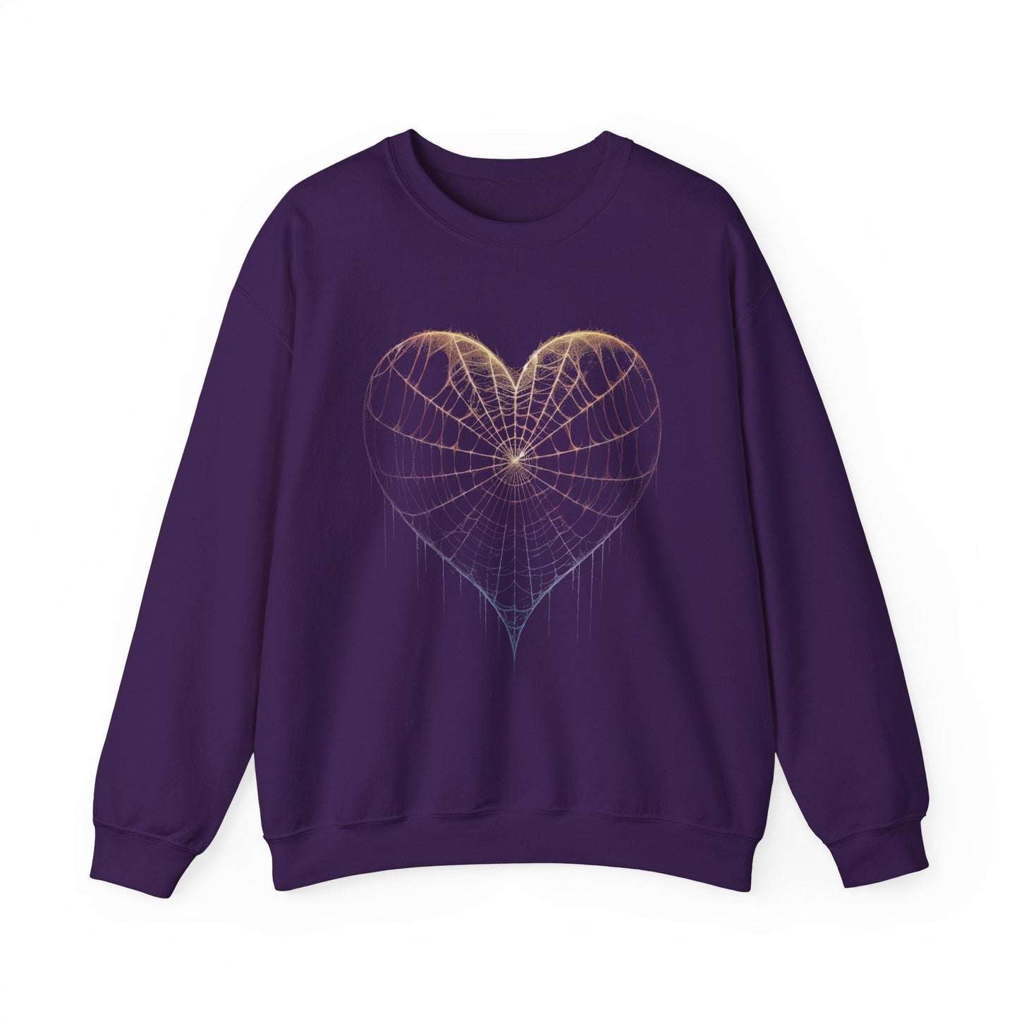 Spiderweb Heart Pullover Crewneck SweatshirtSweatshirtVTZdesignsSPurpleclothingCrew neckDTG