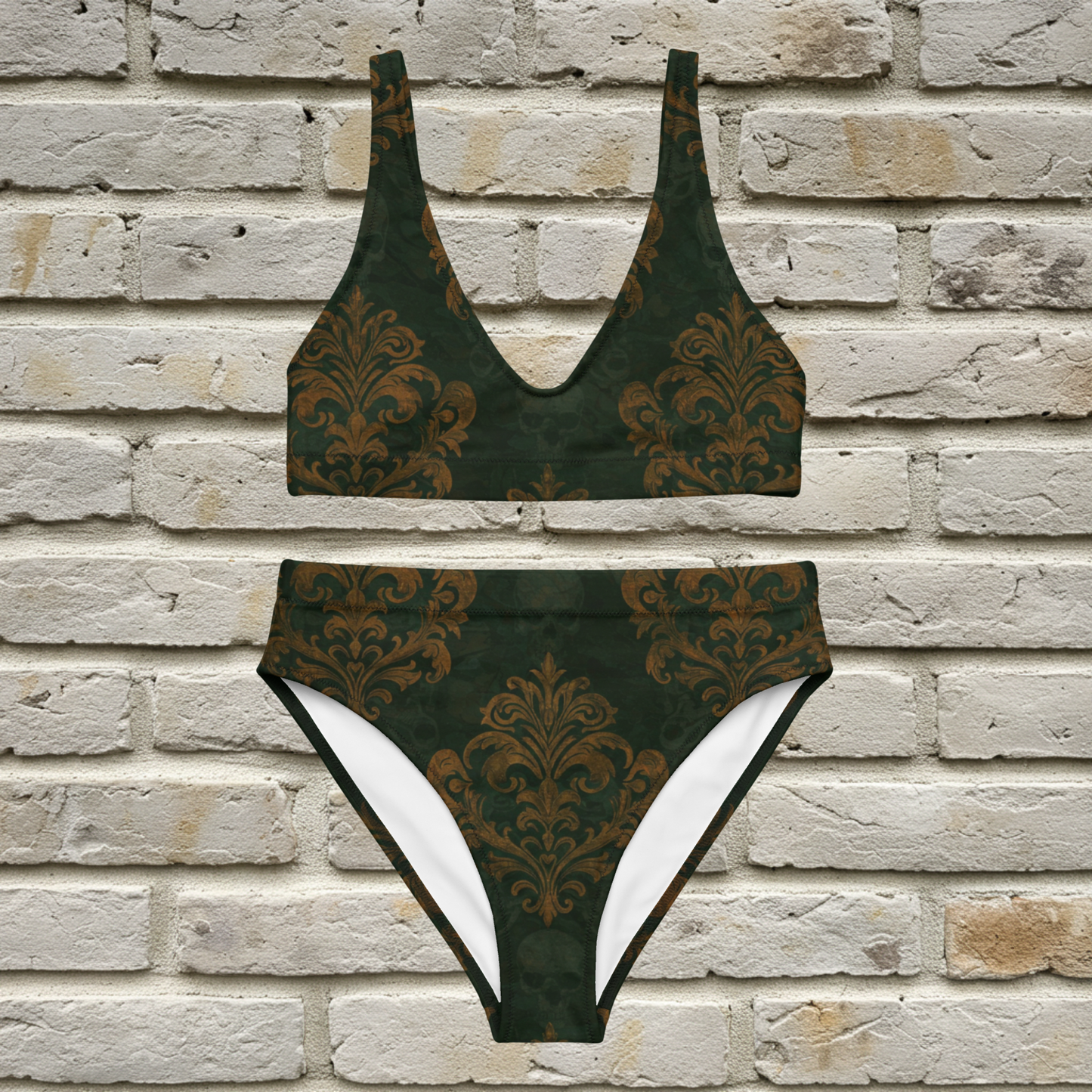 Damask Skulls High Waisted Bikini