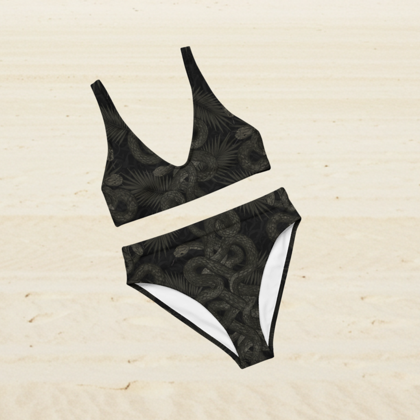 Tangled Snakes and Palm Leaves High Waisted Bikini