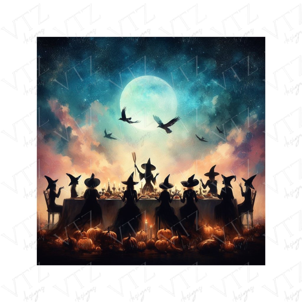 Witchy Thanksgiving Feast PosterVTZdesigns5″×7″autumncelestialdark