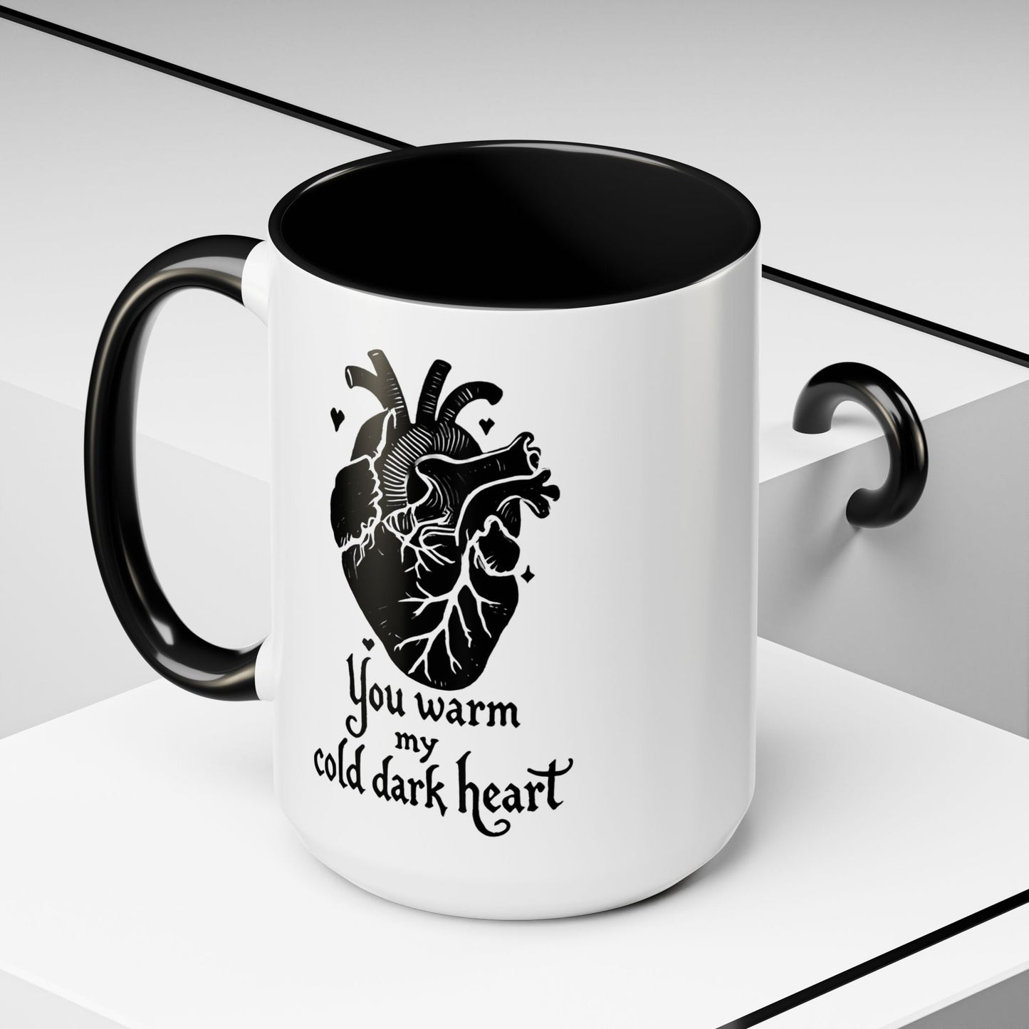 You Warm My Cold Dark Heart Coffee MugMugVTZdesigns15ozBlackaccent muganatomical heartcoffee mug