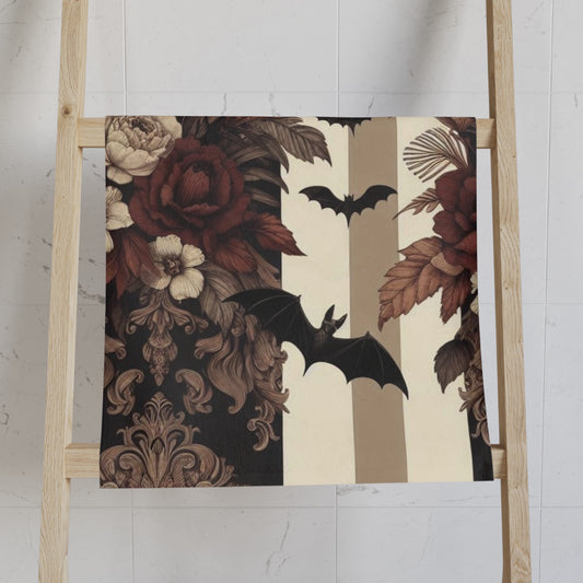 Autumn Florals Bats and Stripes Hand Towel