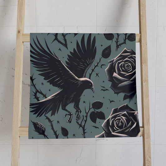 Rose Thorns and Raven Hand Towel
