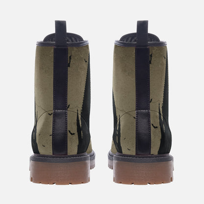 Gothic Cathedral With Bats Combat Boots
