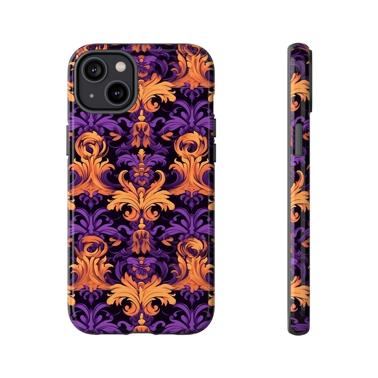 Purple and Orange Damask Tough Case for iPhone Samsung Google Phone