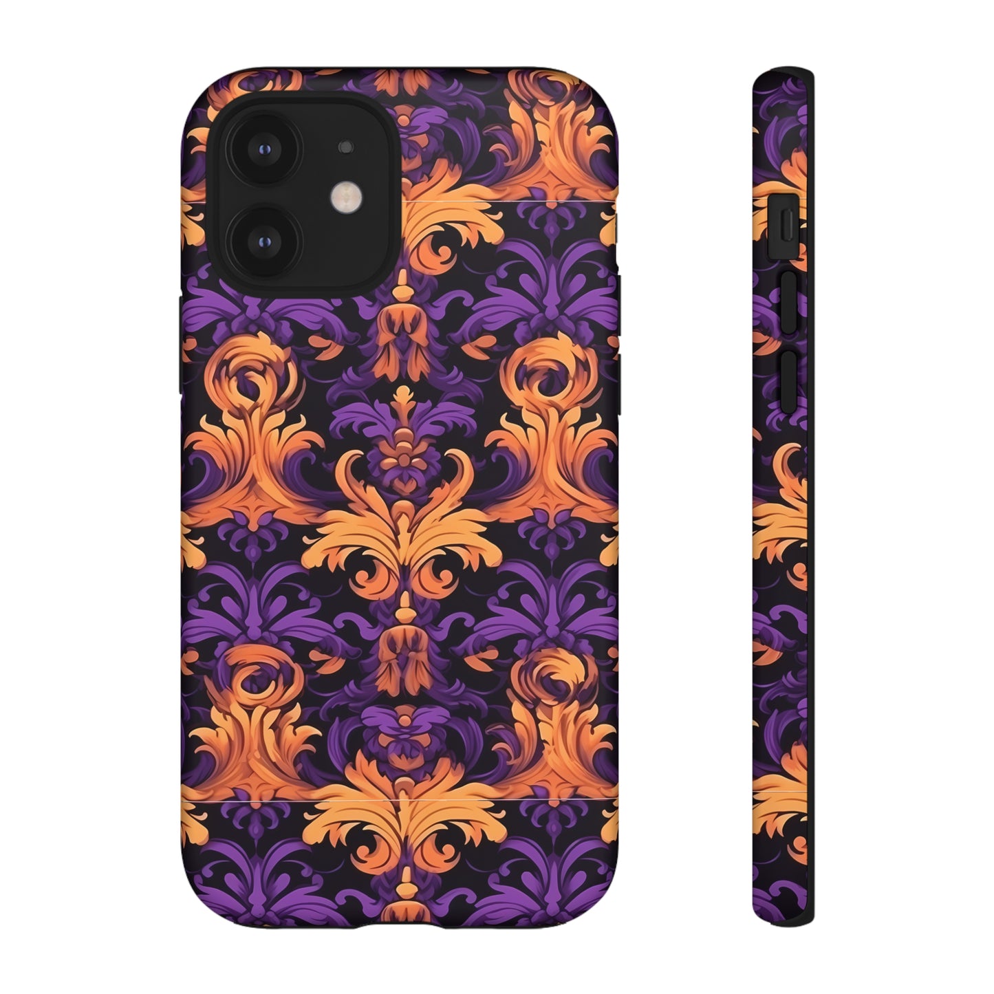 Purple and Orange Damask Tough Case for iPhone Samsung Google Phone