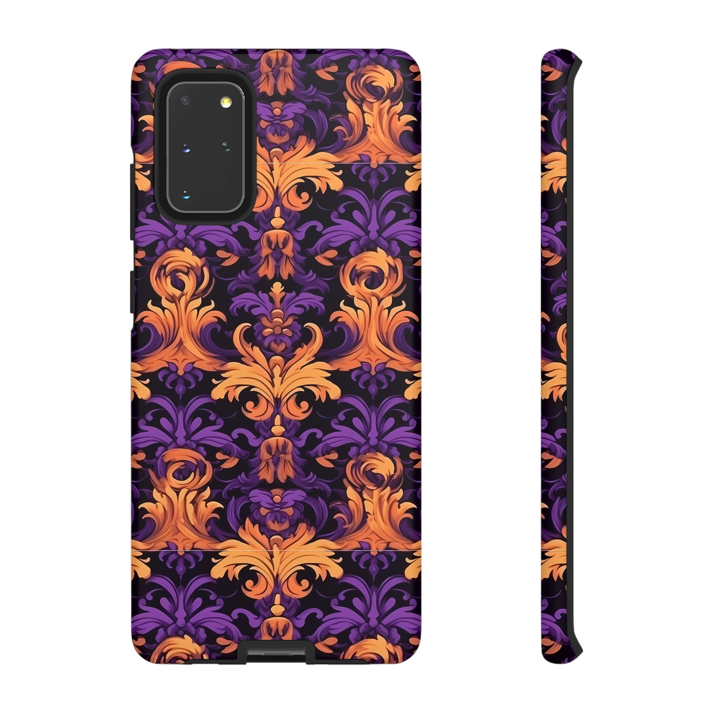 Purple and Orange Damask Tough Case for iPhone Samsung Google Phone