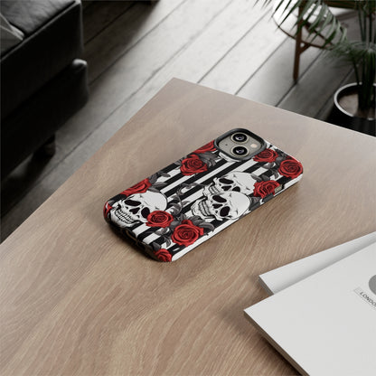 Striped Skulls and Roses Tough Case for iPhone Samsung Google PhonePhone CaseVTZdesignsiPhone 12 MiniMatteAccessoriesGlossygothic