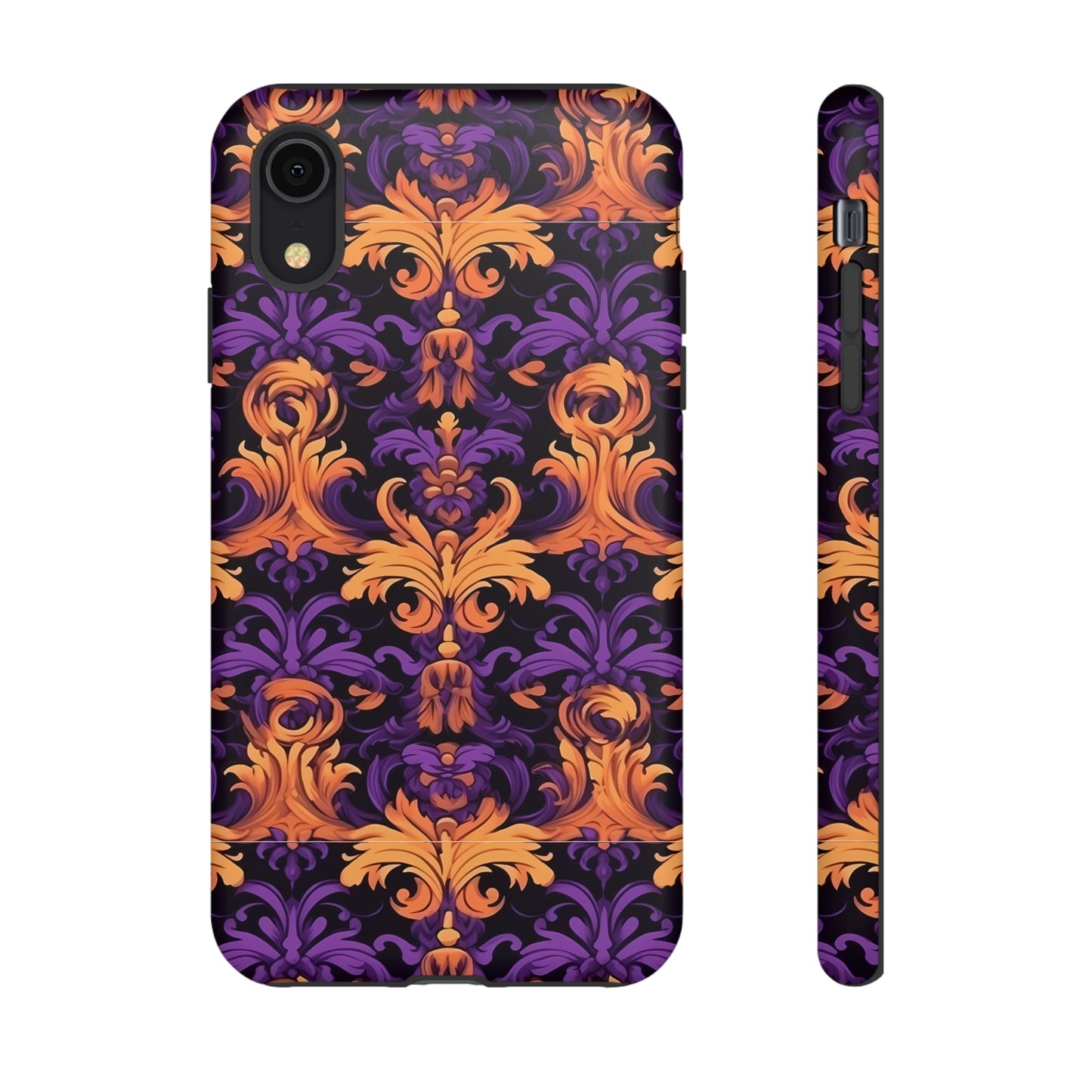 Purple and Orange Damask Tough Case for iPhone Samsung Google Phone