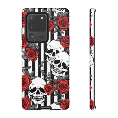 Striped Skulls and Roses Tough Case for iPhone Samsung Google PhonePhone CaseVTZdesignsSamsung Galaxy S20 UltraGlossyAccessoriesGlossygothic