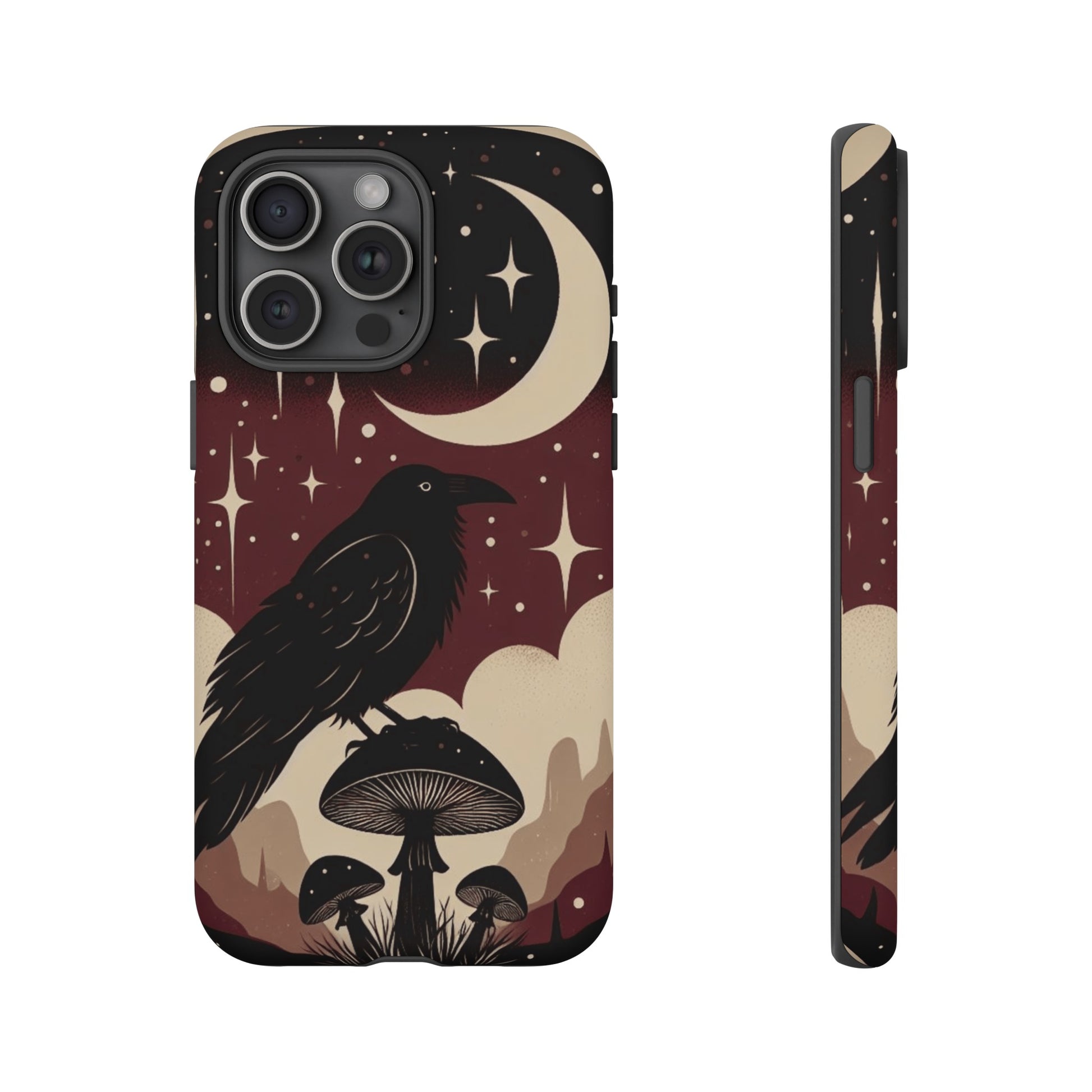 Raven On Mushroom Tough Phone Case For iPhone Samsung GooglePhone CaseVTZdesignsiPhone 15 Pro MaxMatteAccessoriescottage corecottagecore