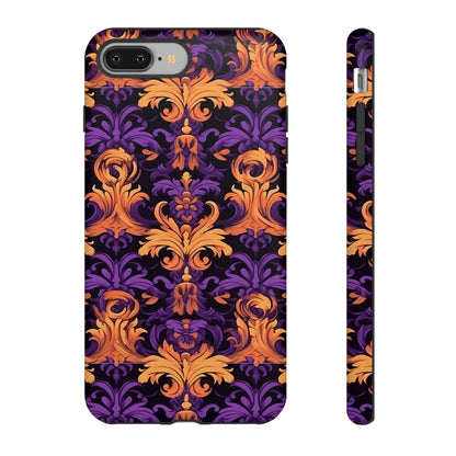 Purple and Orange Damask Tough Case for iPhone Samsung Google Phone