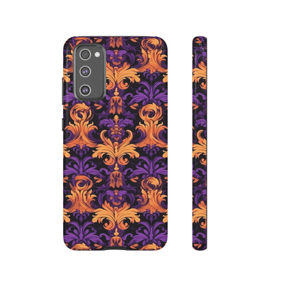 Purple and Orange Damask Tough Case for iPhone Samsung Google Phone